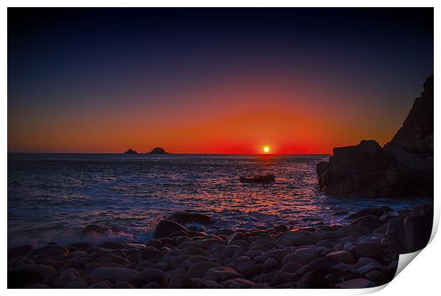 Cornish sunset Print by Steve Cowe