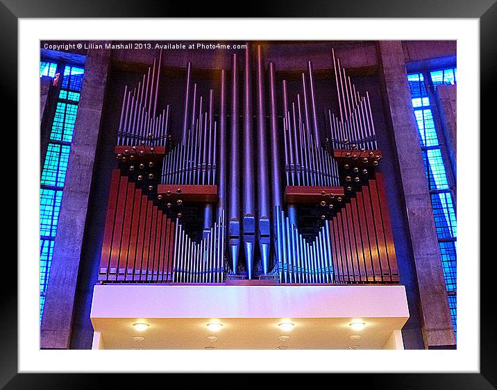 The Organ in the R/C Cathedral, Liverpool Framed Mounted Print by Lilian Marshall