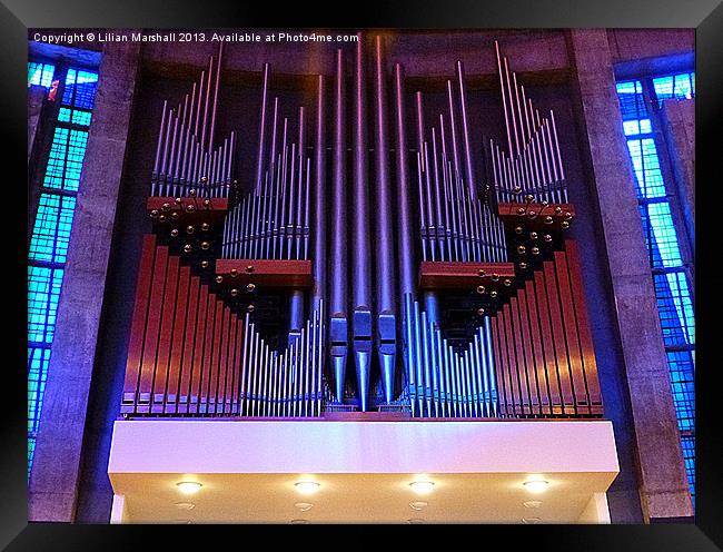 The Organ in the R/C Cathedral, Liverpool Framed Print by Lilian Marshall