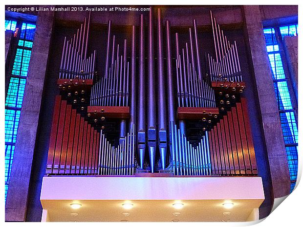 The Organ in the R/C Cathedral, Liverpool Print by Lilian Marshall