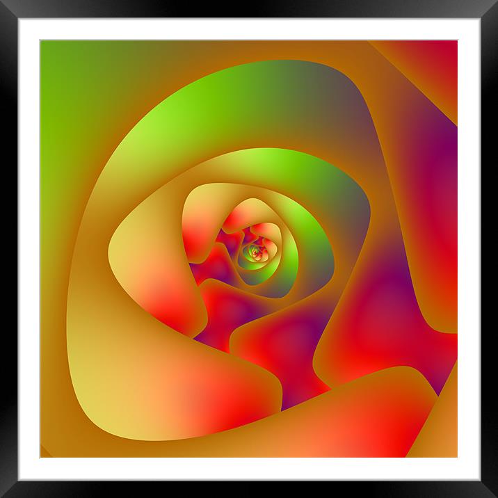 Green and Red Spiral Labyrinth Framed Mounted Print by Colin Forrest