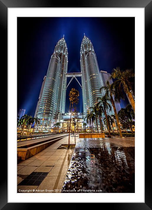Petronas Towers Kuala Lumpur Framed Mounted Print by Adrian Evans