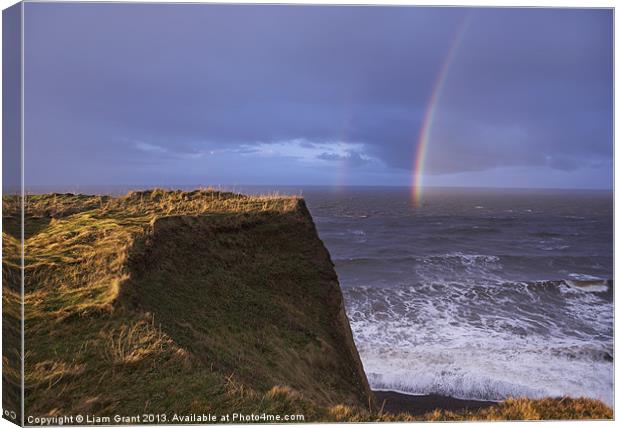 Rainbow out at sea, Peddars Way Coastal Path, Sher Canvas Print by Liam Grant