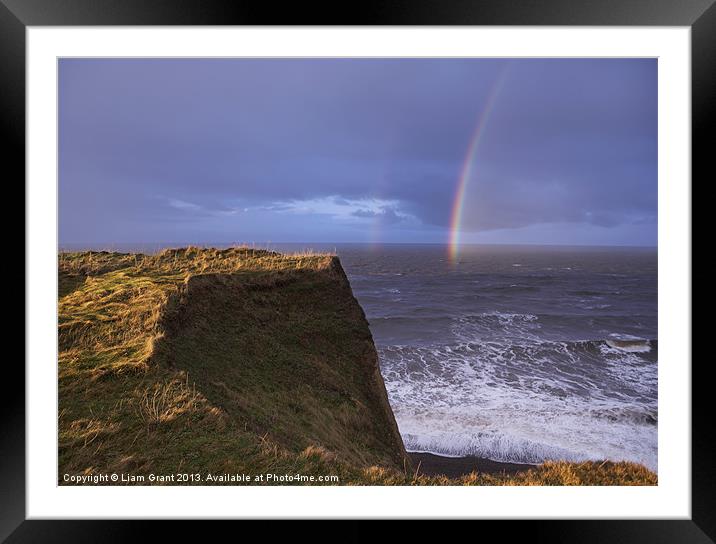 Rainbow out at sea, Peddars Way Coastal Path, Sher Framed Mounted Print by Liam Grant