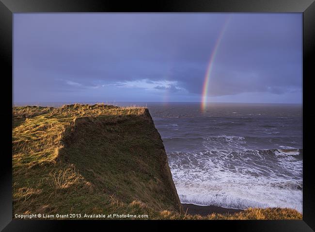 Rainbow out at sea, Peddars Way Coastal Path, Sher Framed Print by Liam Grant