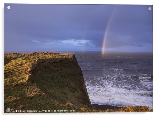 Rainbow out at sea, Peddars Way Coastal Path, Sher Acrylic by Liam Grant