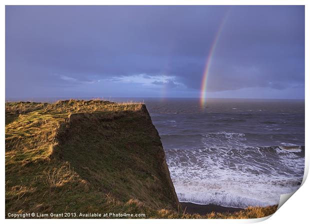 Rainbow out at sea, Peddars Way Coastal Path, Sher Print by Liam Grant