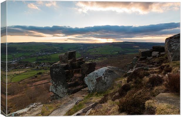Derwent Valley and Curbar Edge at Sunset Canvas Print by Jonathan Swetnam