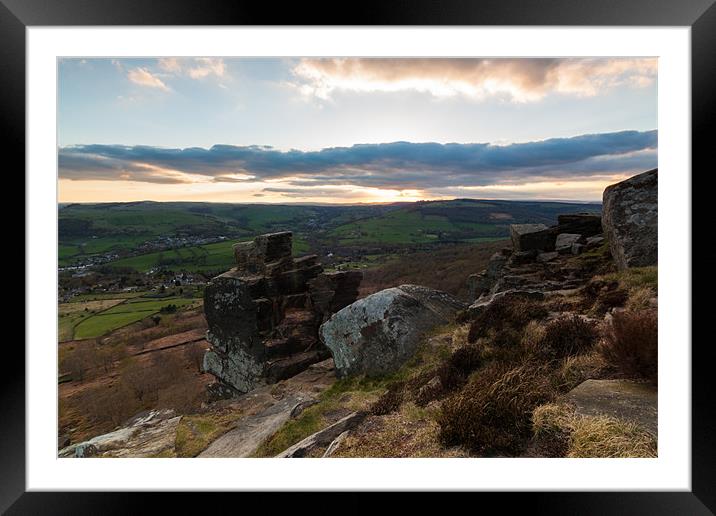 Derwent Valley and Curbar Edge at Sunset Framed Mounted Print by Jonathan Swetnam