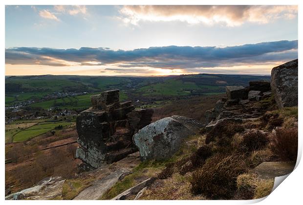 Derwent Valley and Curbar Edge at Sunset Print by Jonathan Swetnam