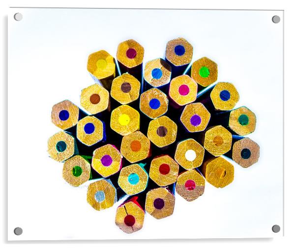 Hex Wooden Colours on White Acrylic by Ian Johnston  LRPS