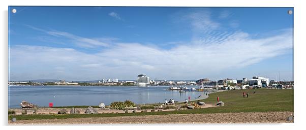 Cardiff Bay Panorama Acrylic by Steve Purnell