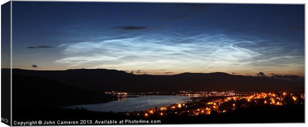 Noctilucent Clouds over Fort William. Canvas Print by John Cameron