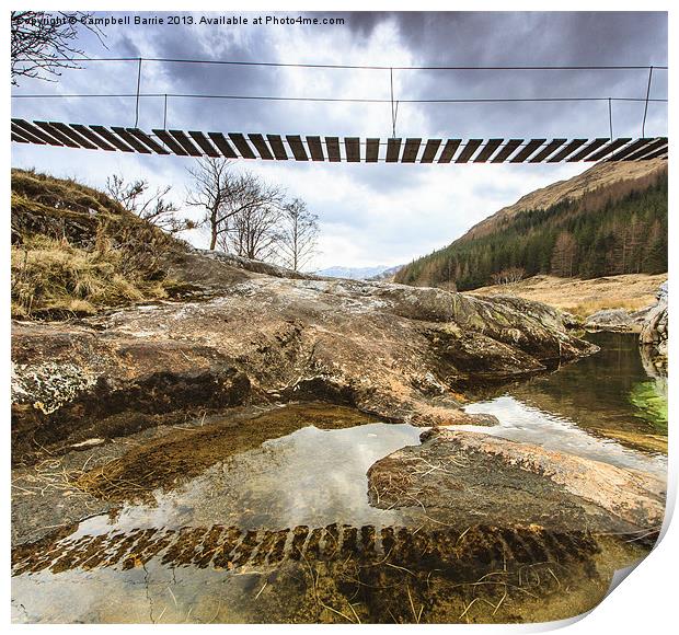 River Finnan footbridge Print by Campbell Barrie