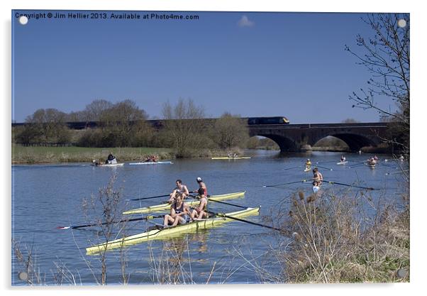 3-15 from Paddington crossing Moulsford Viaduct Acrylic by Jim Hellier