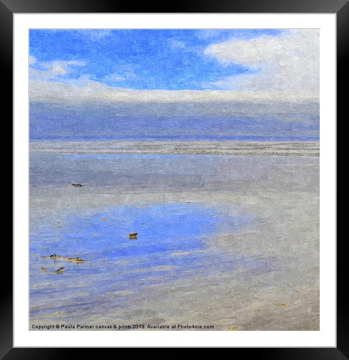 Sky reflections on the sea! Framed Mounted Print by Paula Palmer canvas