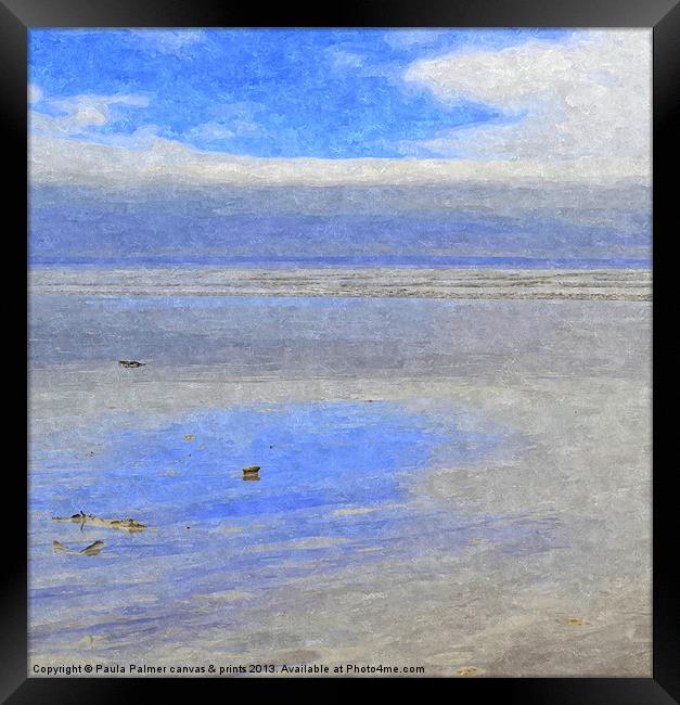 Sky reflections on the sea! Framed Print by Paula Palmer canvas