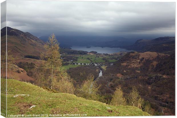 Derwent Water from Castle Crag. Lake District, Cum Canvas Print by Liam Grant
