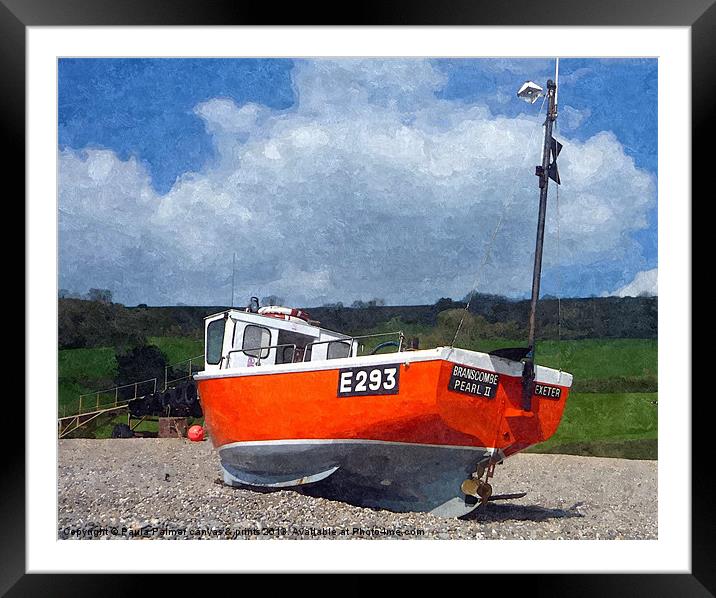 Beached boat at Branscombe 3 Framed Mounted Print by Paula Palmer canvas
