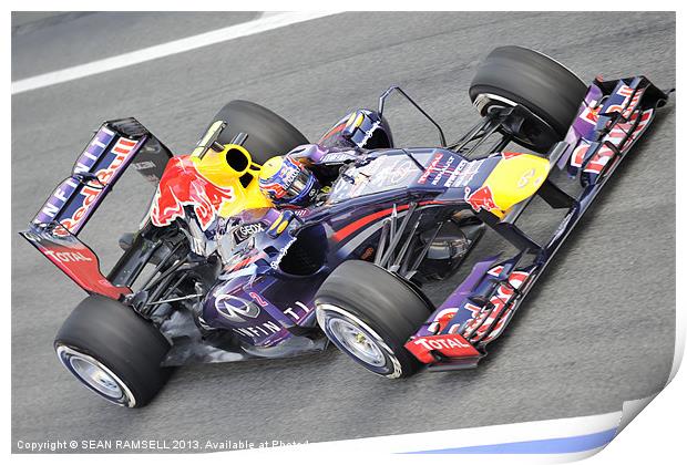 Mark Webber 2013 RedBull Print by SEAN RAMSELL