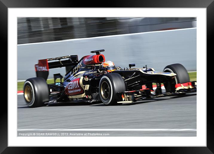 ROMAIN GROSJEAN - Lotus F1 Team 2013 Framed Mounted Print by SEAN RAMSELL