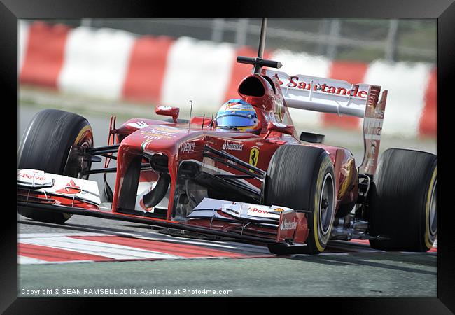 Fernando Alonso - Ferrari - 2013 Framed Print by SEAN RAMSELL