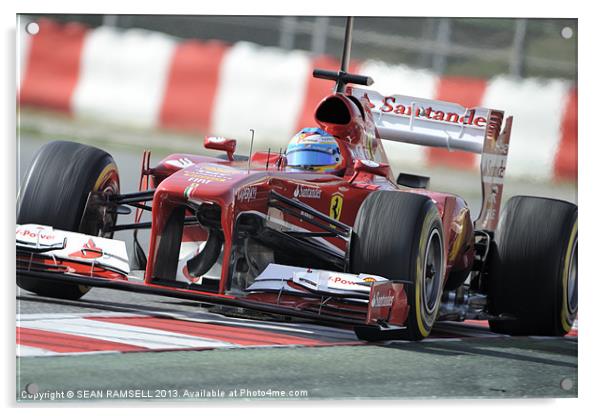 Fernando Alonso - Ferrari - 2013 Acrylic by SEAN RAMSELL