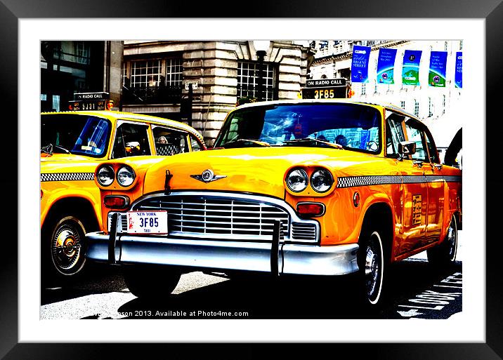 NEW YORK TAXI IN LONDON Framed Mounted Print by David Atkinson