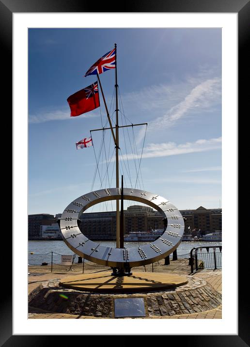 Sundial St Katherines Dock Framed Mounted Print by David Pyatt
