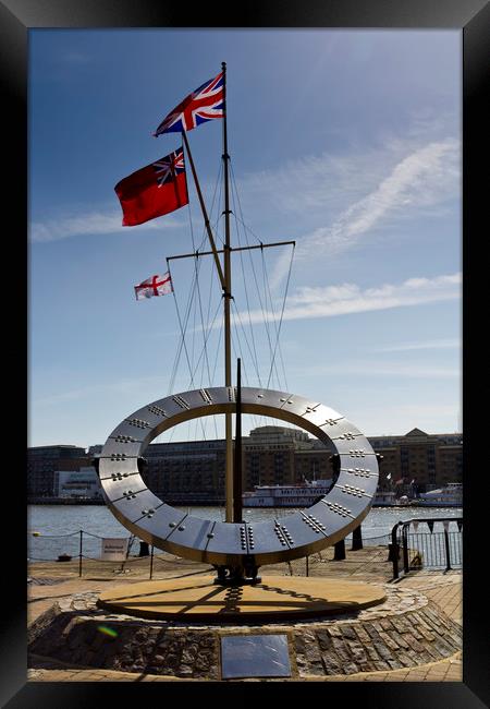 Sundial St Katherines Dock Framed Print by David Pyatt