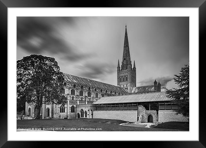 Norwich Cathedral in monocrome Framed Mounted Print by Mark Bunning