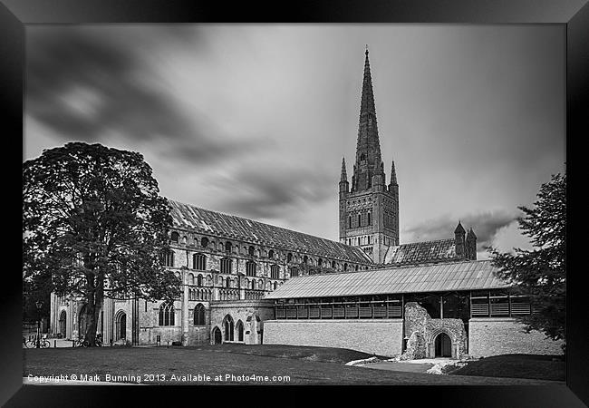 Norwich Cathedral in monocrome Framed Print by Mark Bunning