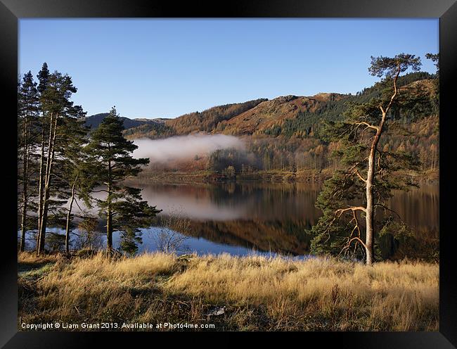 Low mist and reflections. Thirlmere Reservoir. Framed Print by Liam Grant