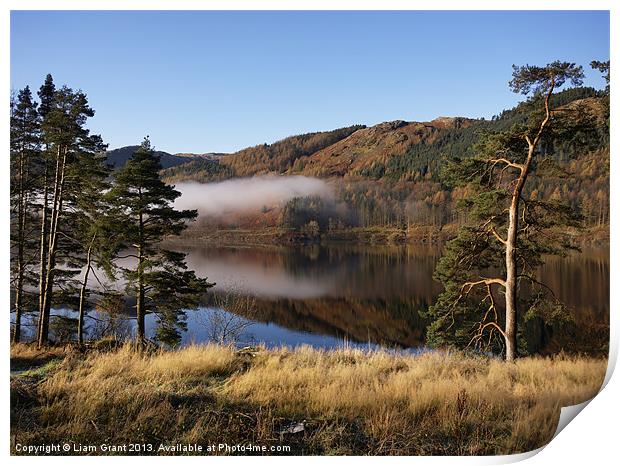 Low mist and reflections. Thirlmere Reservoir. Print by Liam Grant