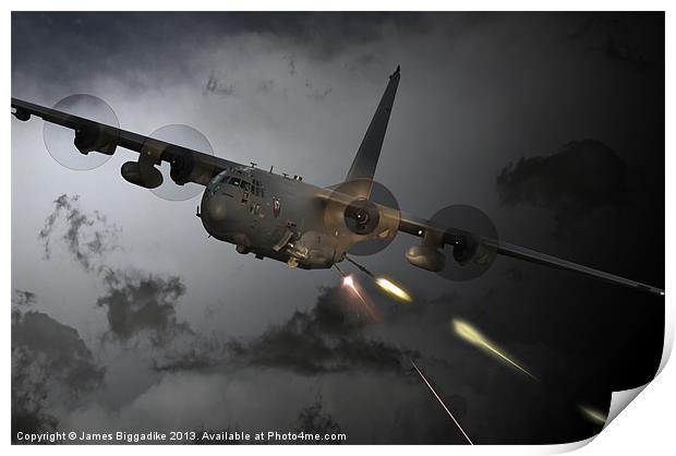Spooky C-130 Print by J Biggadike