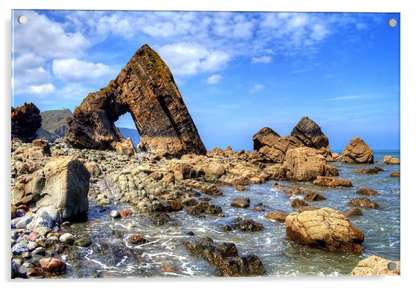 Blackchurch Rock Acrylic by Dave Wilkinson North Devon Ph