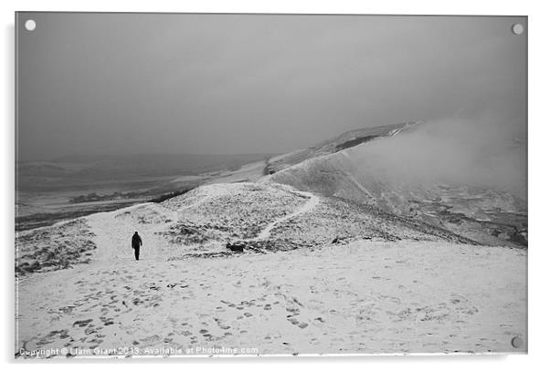 Walking Mam Tor in the snow Acrylic by Liam Grant