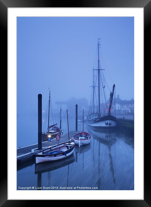 Fog over harbour at dawn, Wells-next-the-sea. Framed Mounted Print by Liam Grant