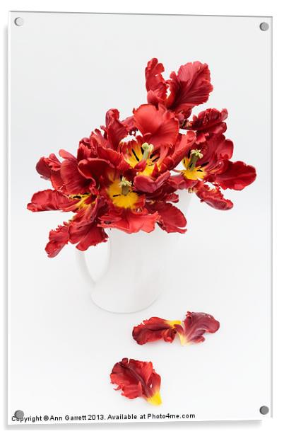 Parrot Tulips in a Milk Jug Acrylic by Ann Garrett
