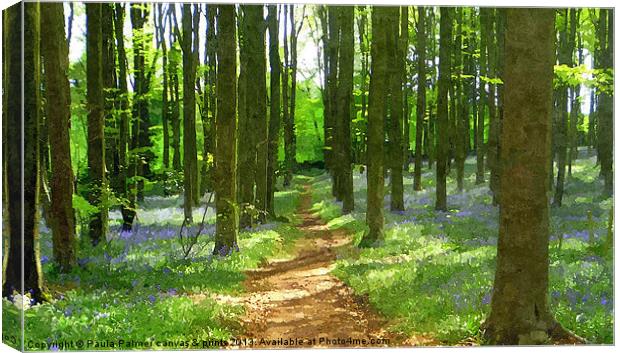 Bluebell wood in texture 1 Canvas Print by Paula Palmer canvas
