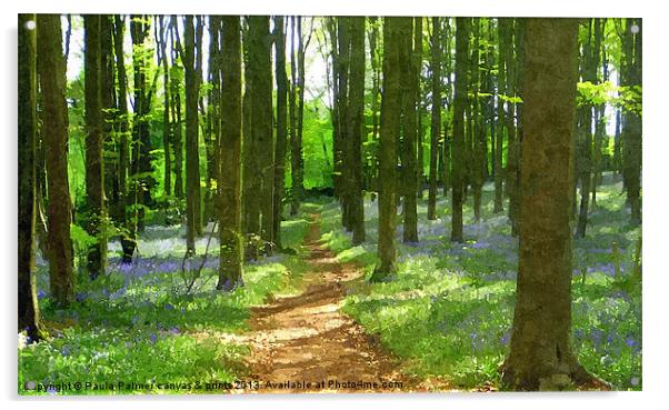 Bluebell wood in texture 1 Acrylic by Paula Palmer canvas