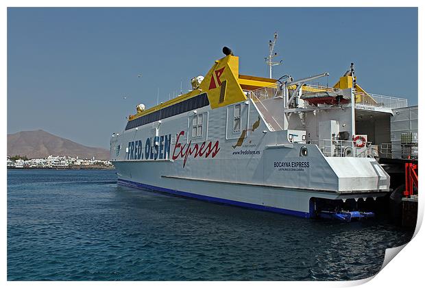 Ferry in Corralejo Harbour Print by Tony Murtagh