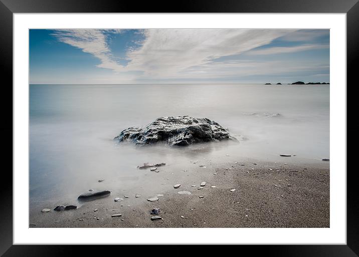 Rock In the Mist Framed Mounted Print by Dan Fisher