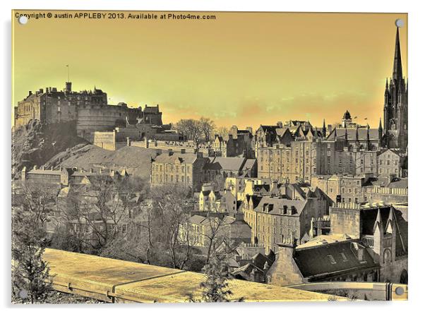 SEPIA EDINBURGH CASTLE FROM TERRACE Acrylic by austin APPLEBY