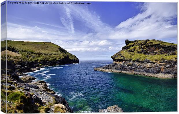 Entrance to Boscastle by Sea Canvas Print by Mary Fletcher