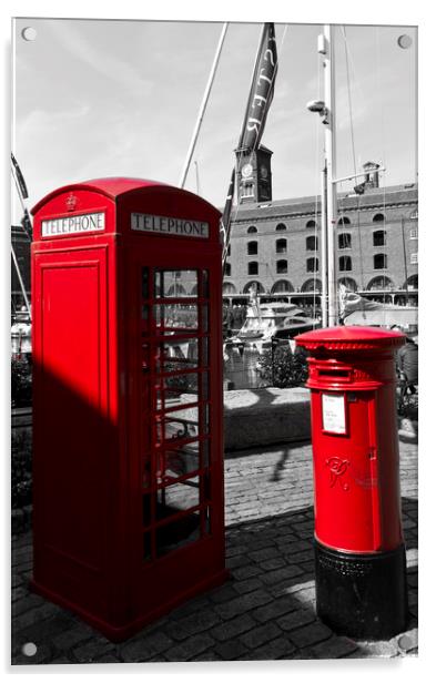 Post Box Phone box Acrylic by David Pyatt