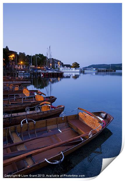 Boats at Waterhead, Lake Windermere Print by Liam Grant