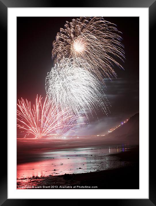 New Years Day fireworks, Cromer Pier. Framed Mounted Print by Liam Grant