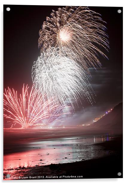 New Years Day fireworks, Cromer Pier. Acrylic by Liam Grant