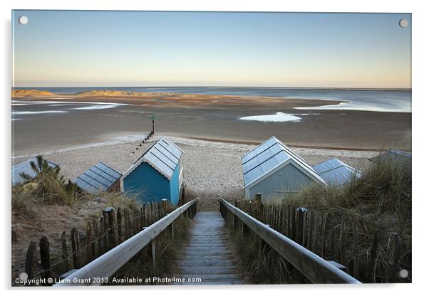 Frost covered beach huts, Wells-next-the-sea Acrylic by Liam Grant